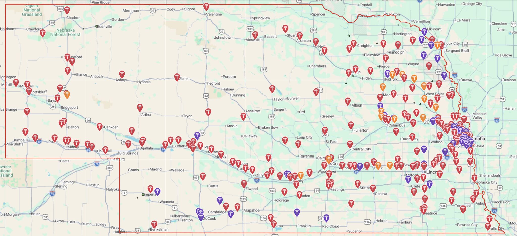 Map of Tarana network site coverage across a service area. Activate to enlarge.